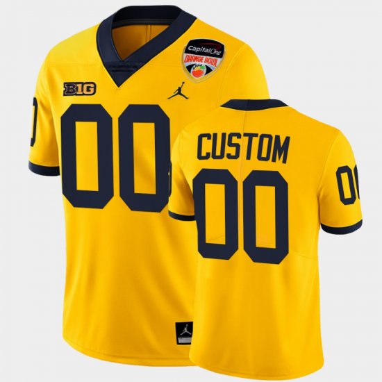 #00 Custom 2021 Orange Bowl University of Michigan Playoffs Limited Mens Maize Jersey 475118-169
