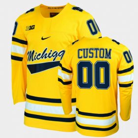 #00 Custom College Hockey Michigan Replica Mens Maize Jersey 620856-881