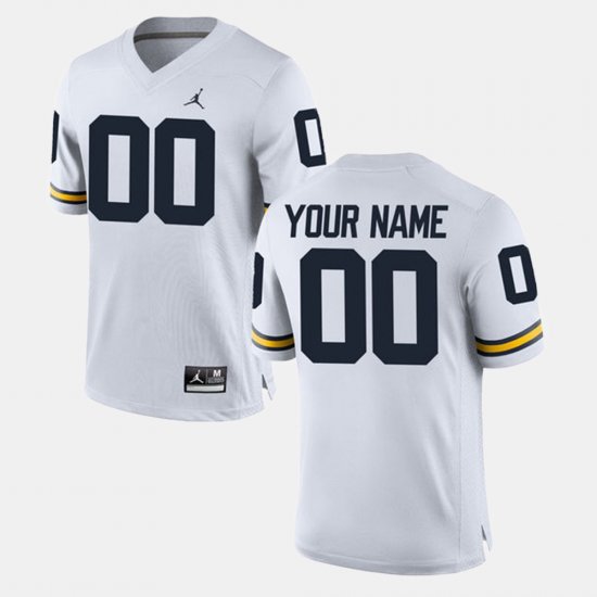 #00 Custom College Limited Football Michigan Men\'s White Jersey 930785-187