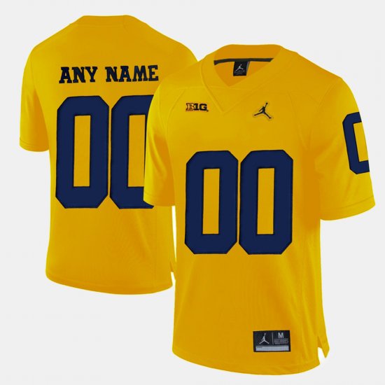 #00 Custom College Limited Football Michigan Mens Yellow Jersey 733808-861