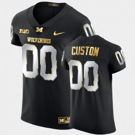 #00 Custom Golden Edition Michigan Wolverines 2021-22 Elite Football Men's Black Jersey 185417-660