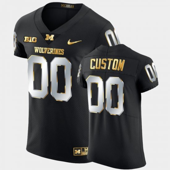 #00 Custom Golden Edition Michigan Wolverines 2021-22 Elite Football Men\'s Black Jersey 185417-660