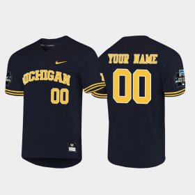 #00 Custom 2019 NCAA Baseball College World Series University of Michigan Men Navy Jersey 966761-669
