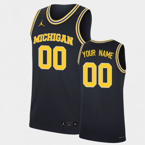 #00 Custom Replica Michigan Wolverines Men Navy Jersey 774832-895