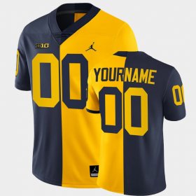 #00 Custom Split Edition Michigan Wolverines College Football Men Navy Maize Jersey 907333-714