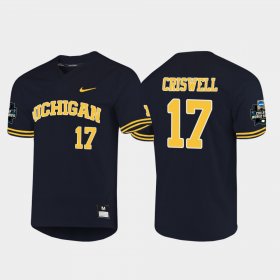 #17 Jeff Criswell 2019 NCAA Baseball College World Series Michigan Men's Navy Jersey 414622-732
