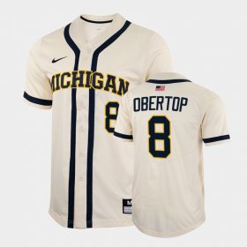#8 Jimmy Obertop College Baseball Michigan 2022 Full-Button Men's White Jersey 131319-229