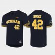 #42 Jordan Nwogu 2019 NCAA Baseball College World Series University of Michigan Men Navy Jersey 466623-984