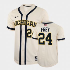 #24 Matt Frey College Baseball Michigan Wolverines 2022 Full-Button Men's White Jersey 195969-323