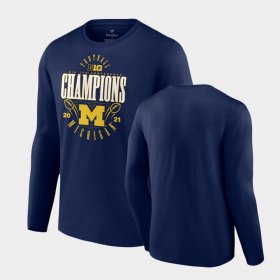 College Football Michigan 2021 Big Ten Football Conference Champions Logo Long Sleeve Men Navy T-Shirt 926826-705