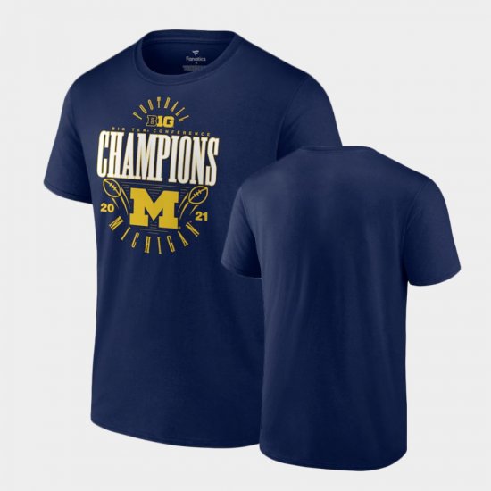 College Football Michigan 2021 Big Ten Football Conference Champions Men Navy T-Shirt 807261-439