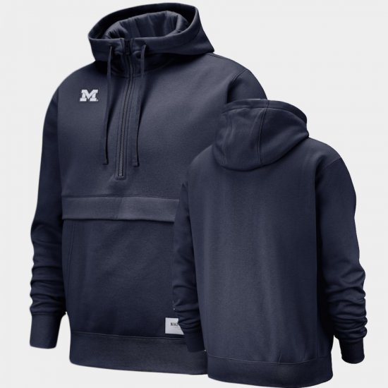 Michigan Club Half-Zip Men Navy Hoodie 399787-711