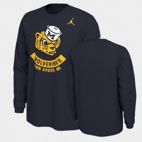 Vault University of Michigan Long Sleeve Men Navy T-Shirt 654824-842