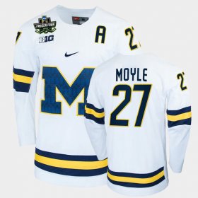#27 Nolan Moyle College Hockey Wolverines 2022 Frozen Four NCAA Hockey Men's White Jersey 891611-955