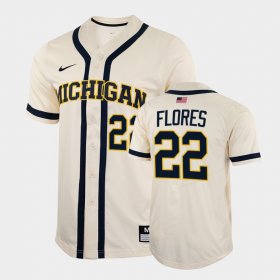 #22 Tito Flores College Baseball Wolverines 2022 Full-Button Men's White Jersey 958948-495