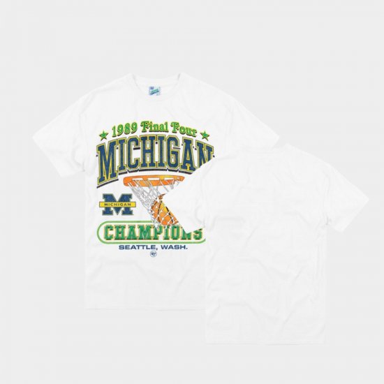 College Basketball Michigan 1989 CHAMPS 47 Vintage Tubular Unisex White T-Shirt 202225-694