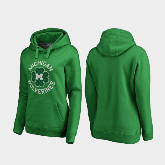 St. Patrick\'s Day Michigan Wolverines Luck Tradition Women\'s Kelly Green Hoodie 392359-361