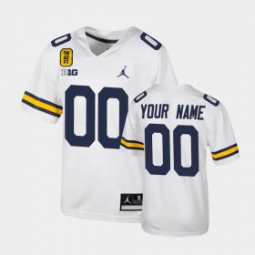 #00 Custom College Football Michigan TM 42 Football Youth White Jersey 298991-911